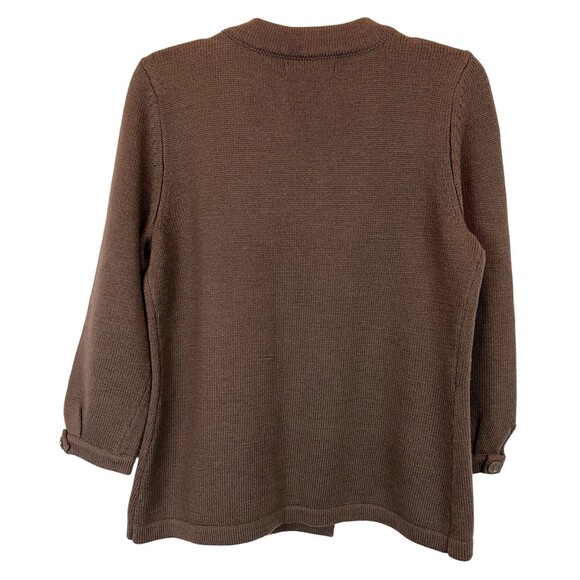 Elena Solano Women's Merino Wool Sweater Size L Brown Double Breasted Cardigan - Picture 2 of 5
